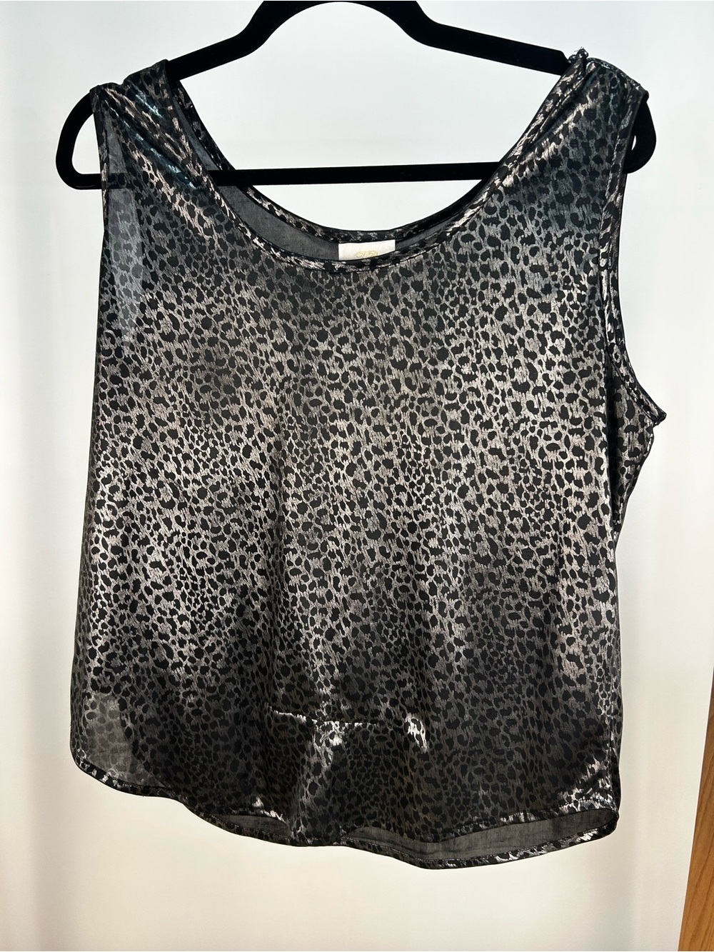 Vintage Bentley Leopard Print Sleeveless Tank Top - Metallic Silver and Black